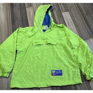 Vintage Gap Pullover Mens Medium Green Zip Anorak Front Pocket Aloha windbreaker